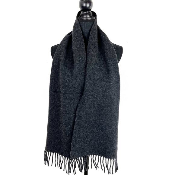 Polo Ralph Lauren 100% Lambswool Winter Scarf Charcoal Gray - Picture 3 of 6